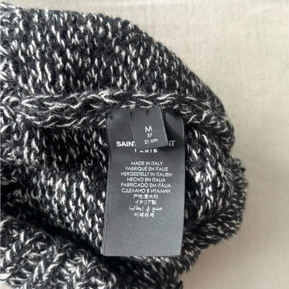 NWOT🖤SAINT LAURENT🖤Knitted Cuff Cashmere Wool Beanie Hats